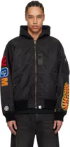 Bape Black Shark Ma-1 Bomber Jacket In Blk-black