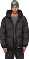 Bape Black Solid Camo Jacquard Down Jacket In Black