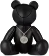 Bape Black Solid Camo Leather Bear Plush Toy In Black