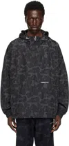 Bape Black Solid Color Hooded Jacket In Black