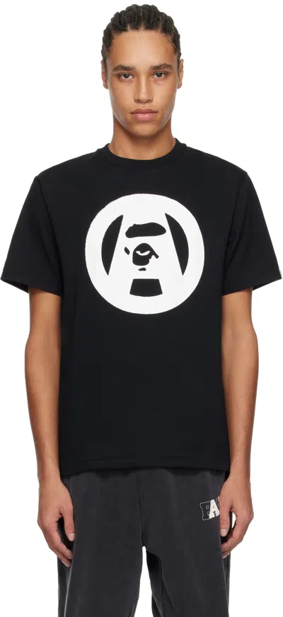 Bape Black Stencil Circle Ape Face T-shirt In Blk-black