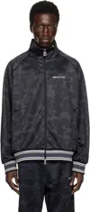 Bape Black Tonal Solid Camo Track Jacket In Black
