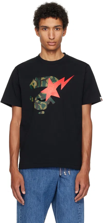 Bape Black Trial Camo Ape Face Sta T-shirt