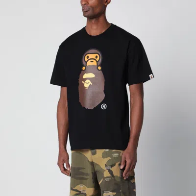 Bape Black T-shirt With Baby Milo Monkey Print