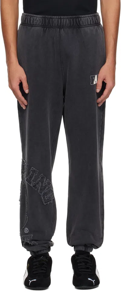 Bape Black Washed Effect College Patch Sweatpants