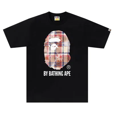Pre-owned Bape Bleach Check By Bathing Ape Tee 'black'