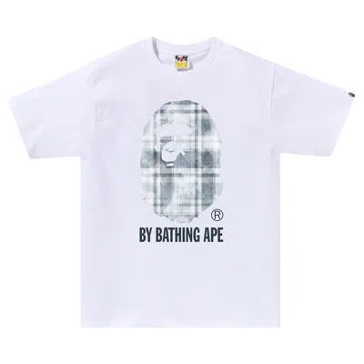Pre-owned Bape Bleach Check By Bathing Ape Tee 'white'