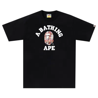 Pre-owned Bape Bleach Check College Tee 'black'