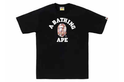 Pre-owned Bape Bleach Check College Tee Black