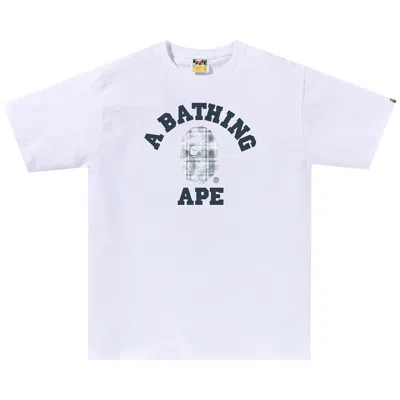 Pre-owned Bape Bleach Check College Tee 'white'