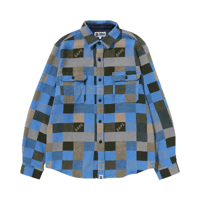 Pre-owned Bape Block Check Relaxed Fit Shirt 'beige' In Cream