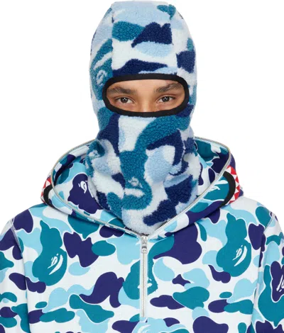 Bape Blue Abc Camo Boa Fleece Balaclava