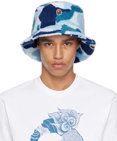 Bape Blue Abc Camo Boa Fleece Bucket Hat