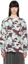 Bape Blue & Purple Map Camo Long Sleeve T-shirt In Multi