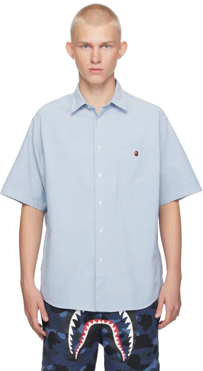 Bape Blue One Point Cordura Shirt In Sax
