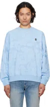 Bape Blue Solid Camo Jacquard One Point Crewneck Sweatshirt In Sax-sax