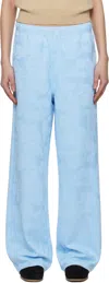 Bape Blue Solid Camo Jacquard One Point Wide Lounge Pants In Sax
