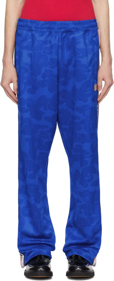 Bape Blue Solid Camo One Point Relaxed Fit Sweatpants