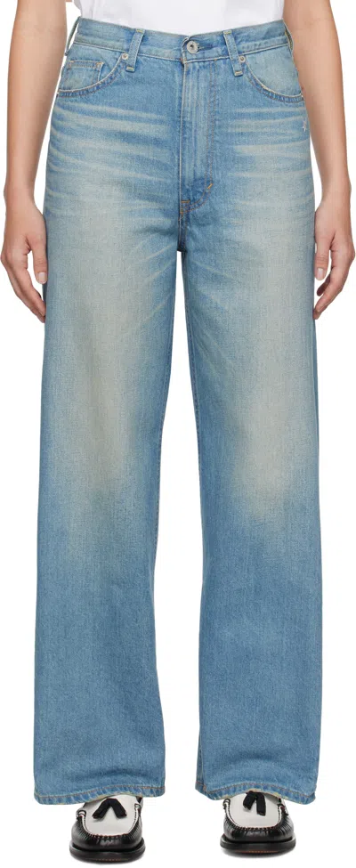 Bape Blue Stone Washed Denim Jeans In Light Indigo