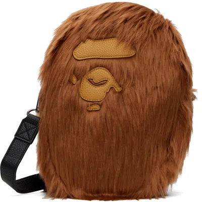 Bape Brown Ape Head Shoulder Bag In Brown 106901969