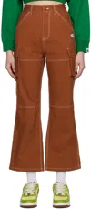 Bape Brown Color Stitching High Waist Cargo Pants In Brown