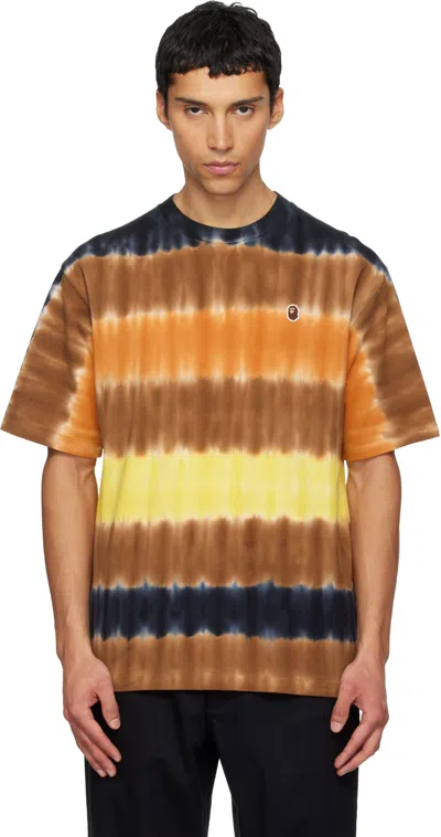 Bape Brown Drip Stripe One Point T-shirt In Orange