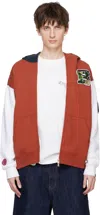 Bape Burgundy & White France Shark Full Zip Hoodie In Bur-burgundy