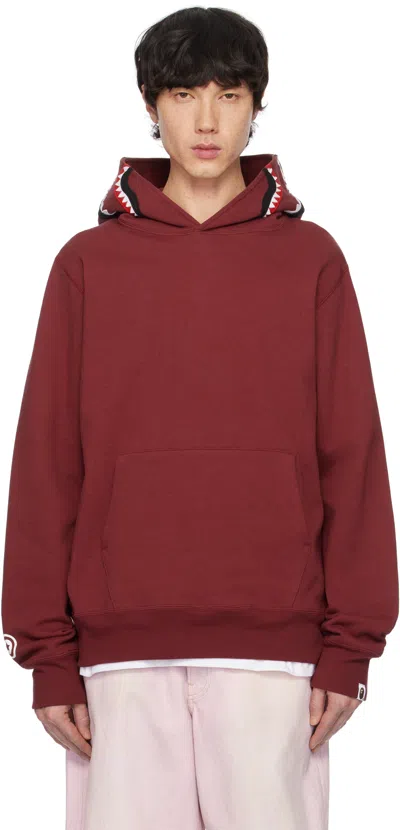 Bape Burgundy Shark Pullover Hoodie