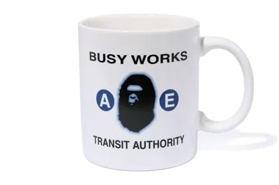 Pre-owned Bape Busy Works Mug In White