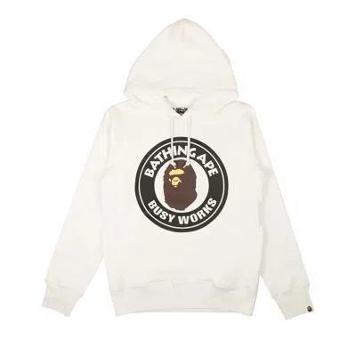 Pre-owned Bape Busy Works Pullover Hoodie 'white' | Men's Size M