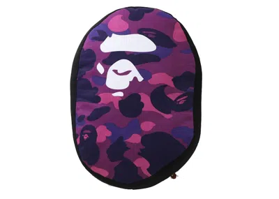 Pre-owned Bape Camo Ape Head Cushion In Purple