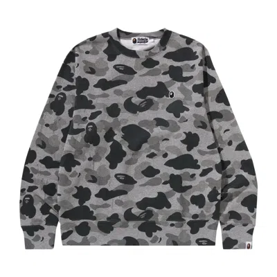 Pre-owned Bape Camo Ape Head One Point Crewneck Sweat 'grey' In Gray