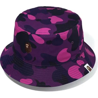 Pre-owned Bape Camo Bucket Hat In Purple