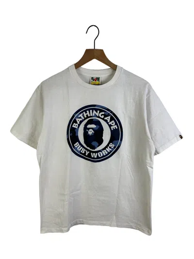 Pre-owned Bape Camo Circle Logo Print T-shirts In White