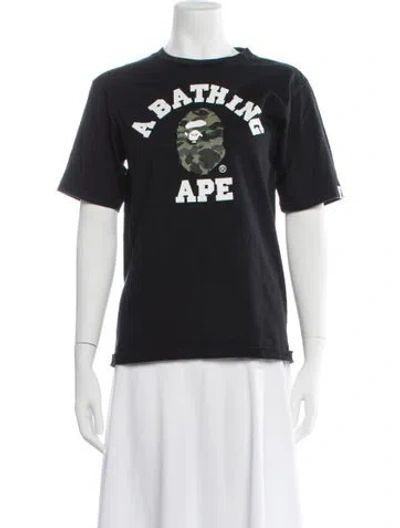 Pre-owned Bape Camo College Logo Graphic Print T-shirt In Black