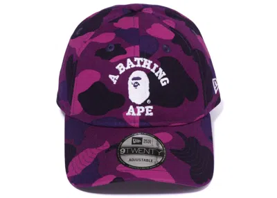 Pre-owned Bape Camo College New Era 9twenty Cap (fw22) In Purple
