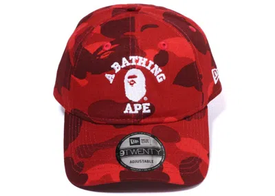 Pre-owned Bape Camo College New Era 9twenty Cap (fw22) In Red