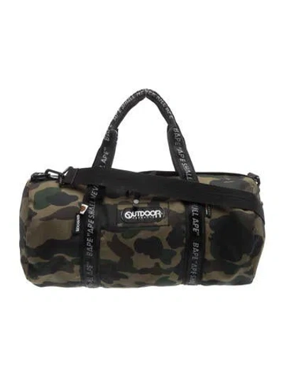 Pre-owned Bape Camo Duffle Bag In Black/green