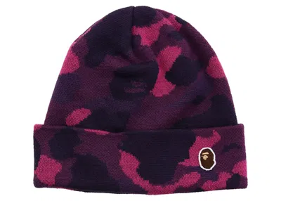 Pre-owned Bape Camo Knit Cap In Purple