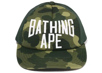 Pre-owned Bape Camo Nyc Logo Mesh Cap (fw22) In Green