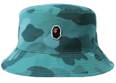 Pre-owned Bape Camo One Point Bucket Hat In Green