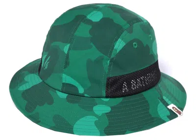 Pre-owned Bape Camo Panel Hat In Green