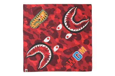 Pre-owned Bape Camo Shark Bandana In Red