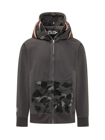 Bape Camo Shark Full Zip Double Hoodie - M In Black