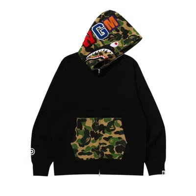 Pre-owned Bape Camo Shark Full Zip Hoodie 'black' | Men's Size Xl