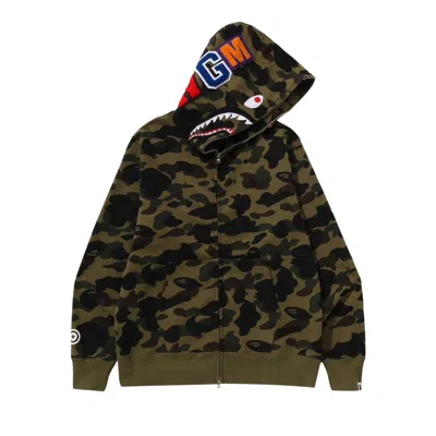 Pre-owned Bape Camo Shark Full Zip Hoodie 'green' | Men's Size S