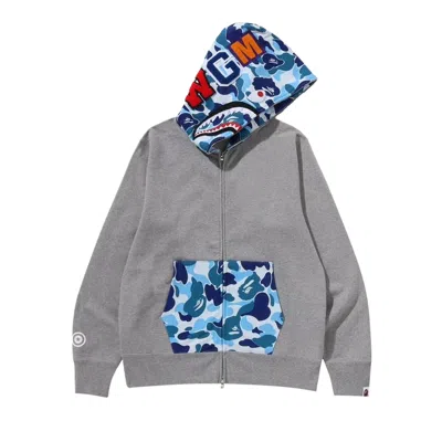 Pre-owned Bape Camo Shark Full Zip Hoodie 'grey' | Men's Size L In Gray
