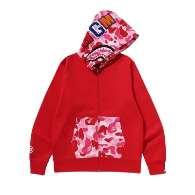 Pre-owned Bape Camo Shark Full Zip Hoodie 'red' | Men's Size L
