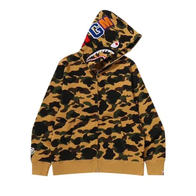 Pre-owned Bape Camo Shark Full Zip Hoodie 'yellow' | Men's Size L