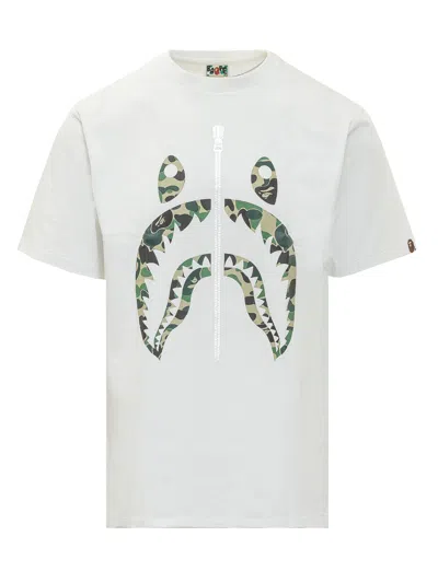 Bape Camo Shark Graphic Tee M In White X Green